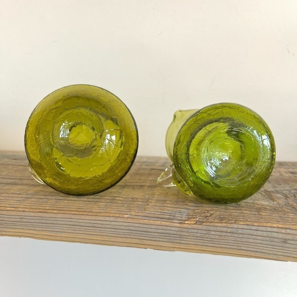 green crackle art glass pitchers set of 2 - Picture 6 of 6